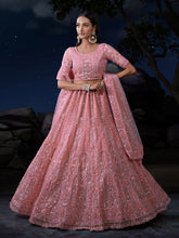 Load image into Gallery viewer, Dazzle in Delicate Pink Shimmering Sequence Lehenga Choli Set ClothsVilla