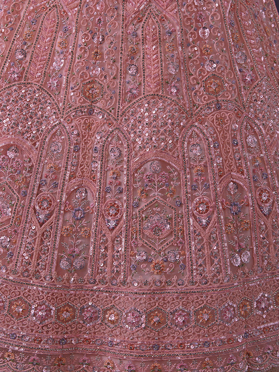 Dazzle in Delicate Pink Shimmering Sequence Lehenga Choli Set ClothsVilla