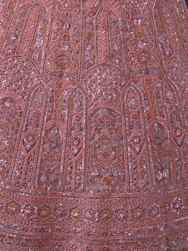 Dazzle in Delicate Pink Shimmering Sequence Lehenga Choli Set ClothsVilla