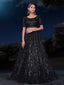 Dazzle in Sequined Elegance Black Net Lehenga Choli Set ClothsVilla