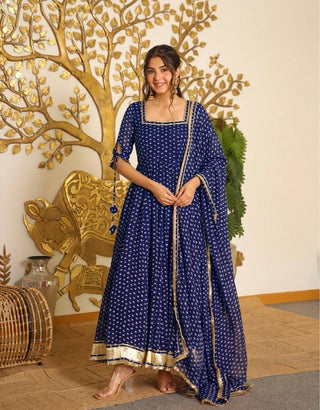 Designer Bandhej Georgette Gown Set ClothsVilla