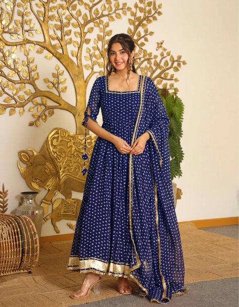 Designer Bandhej Georgette Gown Set ClothsVilla Main image