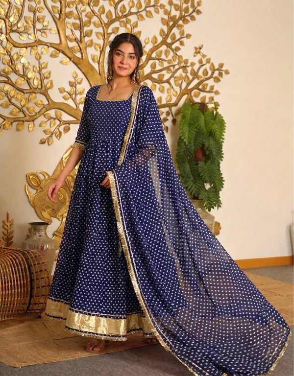 Designer Bandhej Georgette Gown Set ClothsVilla