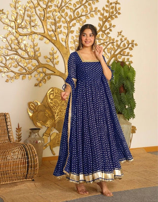 Designer Bandhej Georgette Gown Set ClothsVilla