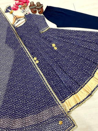 Designer Bandhej Georgette Gown Set ClothsVilla