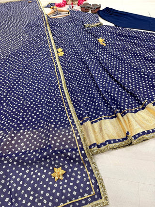 Designer Bandhej Georgette Gown Set ClothsVilla