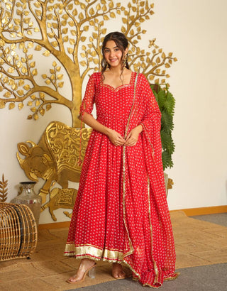 Designer Bandhej Georgette Gown Set ClothsVilla