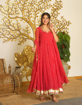 Designer Bandhej Georgette Gown Set ClothsVilla