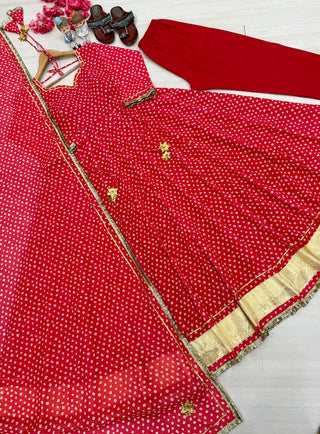 Designer Bandhej Georgette Gown Set ClothsVilla