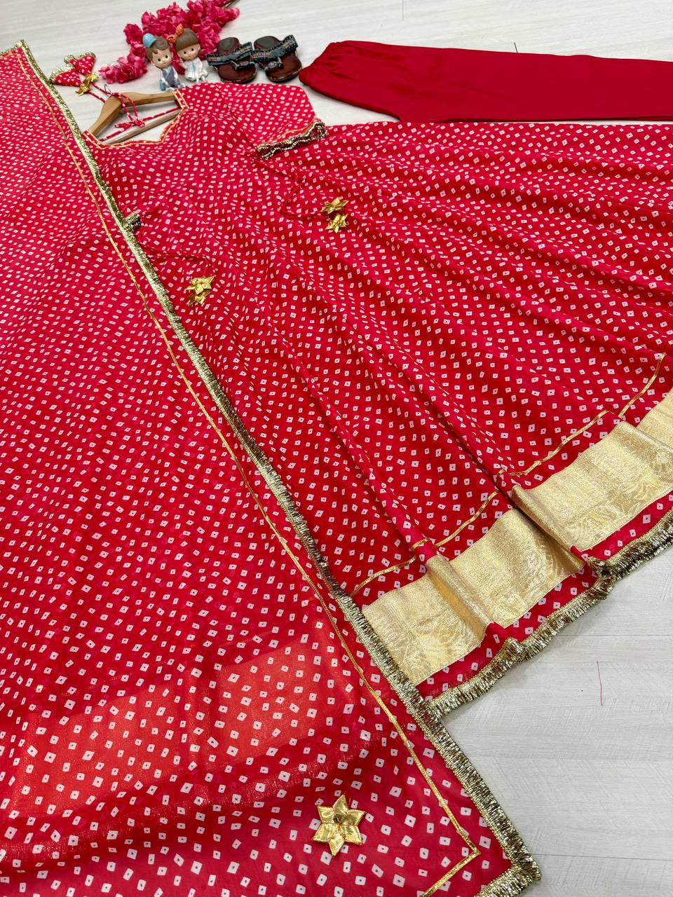 Designer Bandhej Georgette Gown Set ClothsVilla