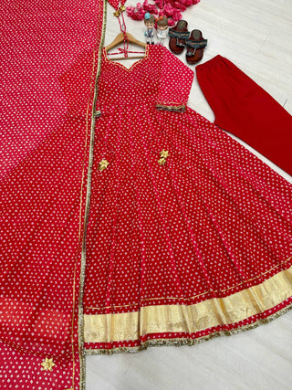 Designer Bandhej Georgette Gown Set ClothsVilla
