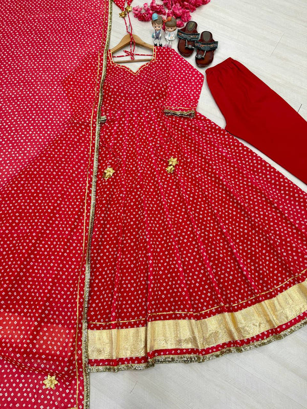 Designer Bandhej Georgette Gown Set ClothsVilla