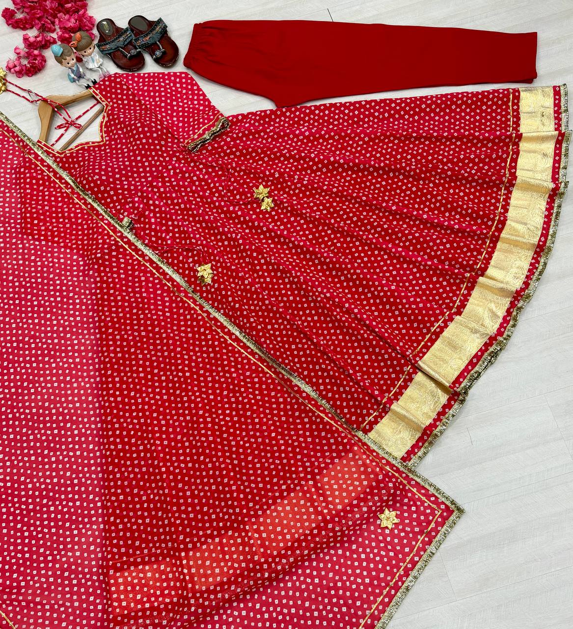 Designer Bandhej Georgette Gown Set ClothsVilla