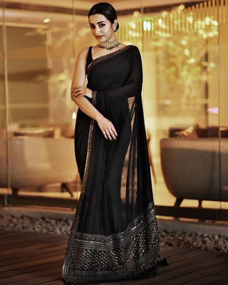 Designer Border Embroidery Work Saree - Perfect for Festive & Party Wear ClothsVilla