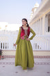 Load image into Gallery viewer, Designer Chanderi Gown with Ice Velvet Koti ClothsVilla