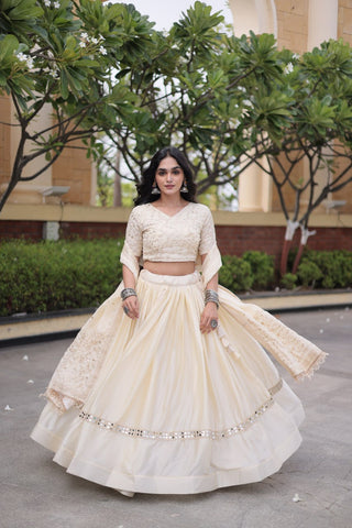 Designer Glory Satin Embroidered Lehenga Choli Set ClothsVilla