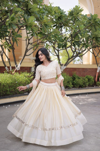 Designer Glory Satin Embroidered Lehenga Choli Set ClothsVilla