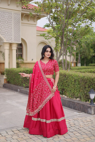 Designer Glory Satin Embroidered Lehenga Choli Set ClothsVilla