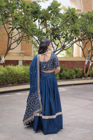 Designer Glory Satin Embroidered Lehenga Choli Set ClothsVilla