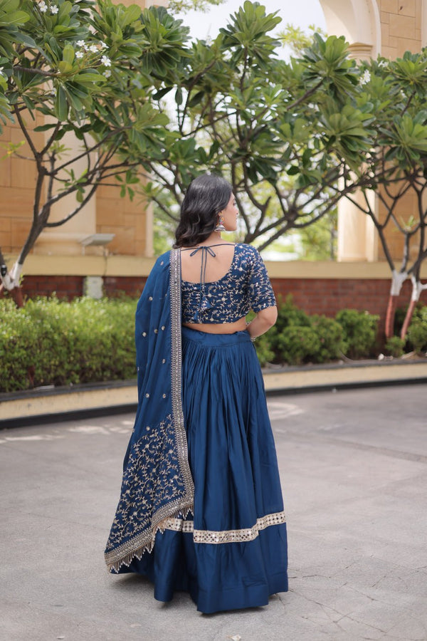 Designer Glory Satin Embroidered Lehenga Choli Set ClothsVilla