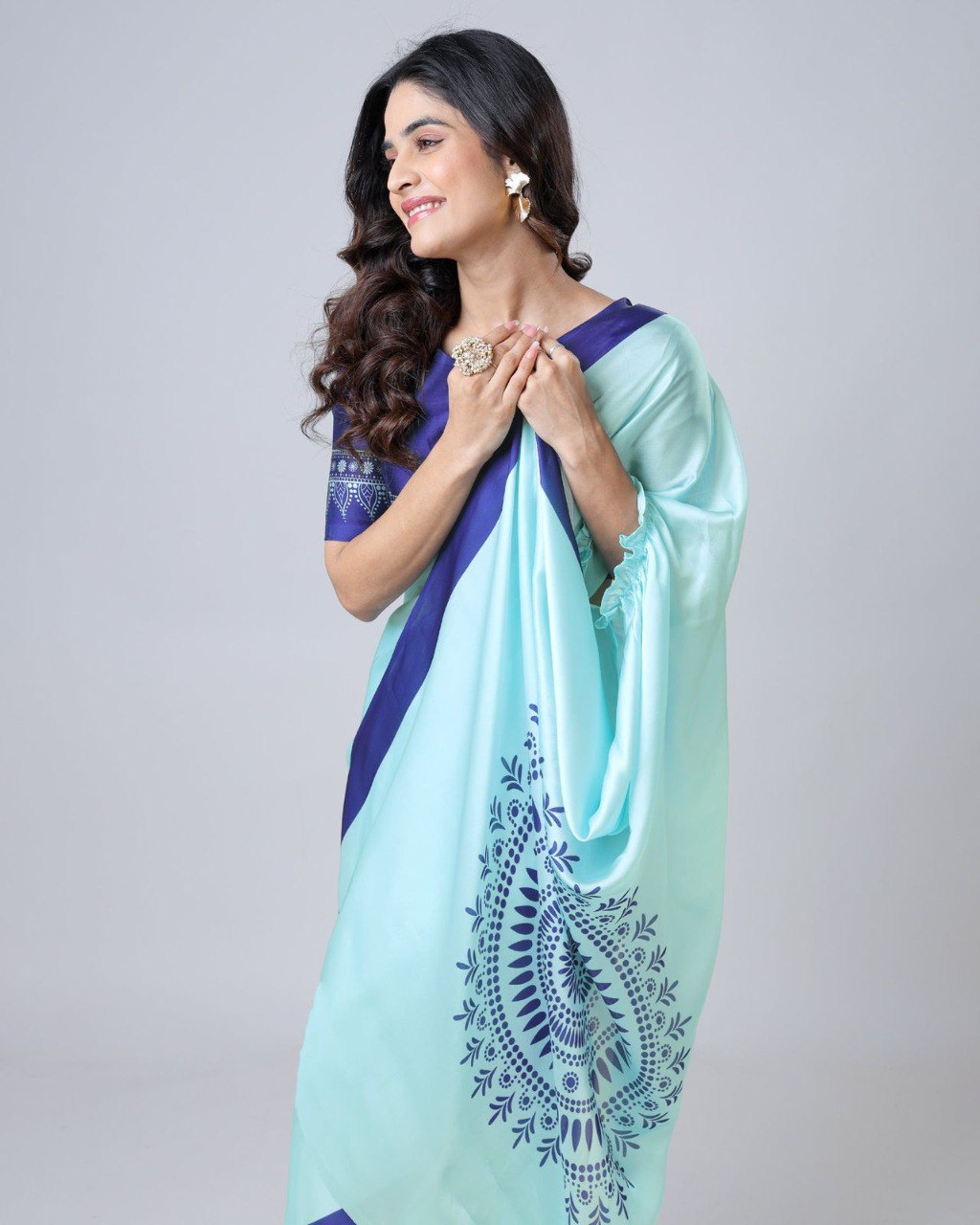 Designer New Launch – Freehand Saree with Handsfree Mandala Innovation ClothsVilla