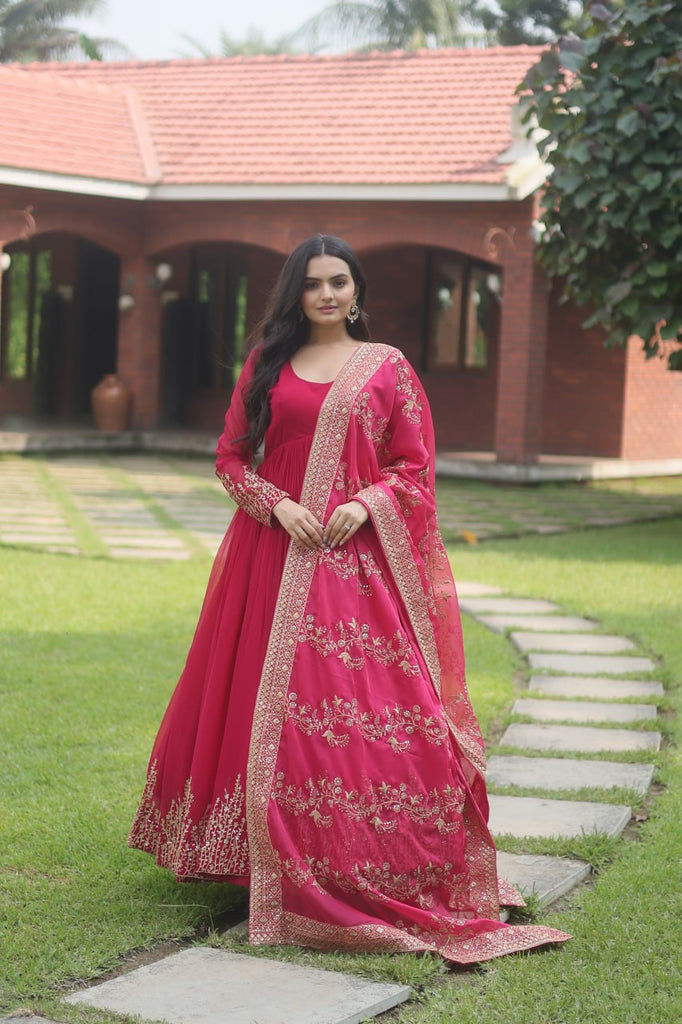 Bandhani Anarkali Dress Chanderi Silk with Dupatta