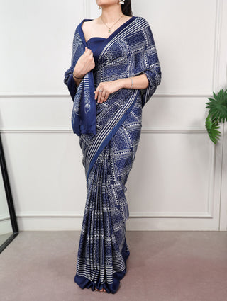 Designer Satin Silk Printed Saree ClothsVilla