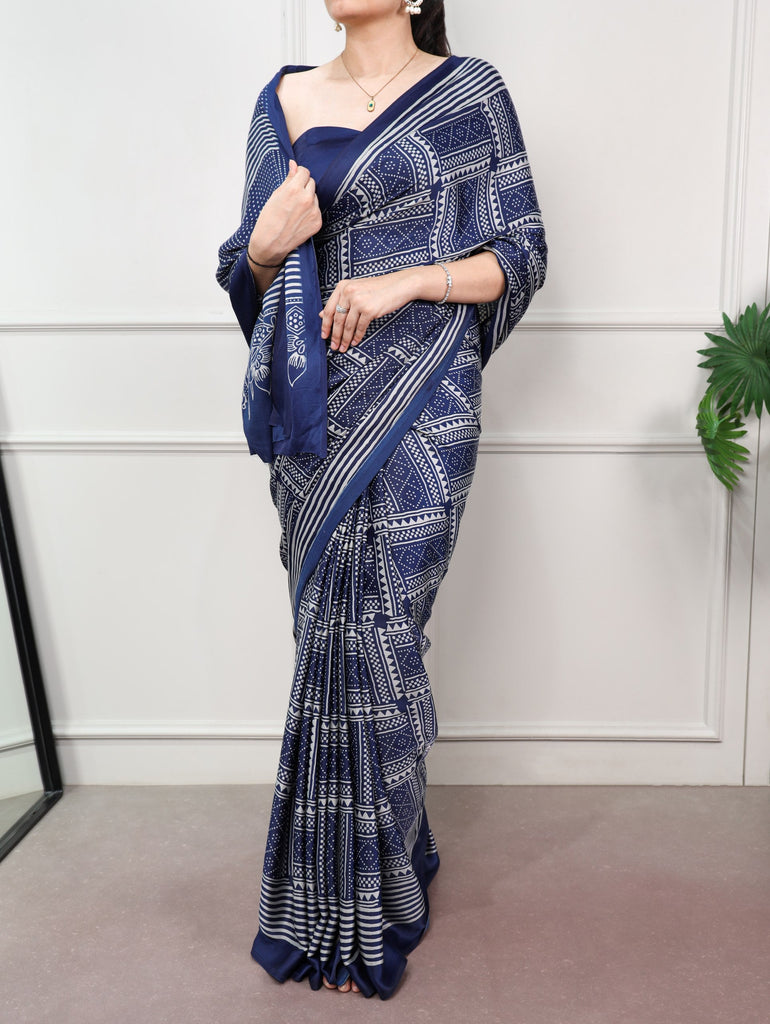 Designer Satin Silk Printed Saree ClothsVilla
