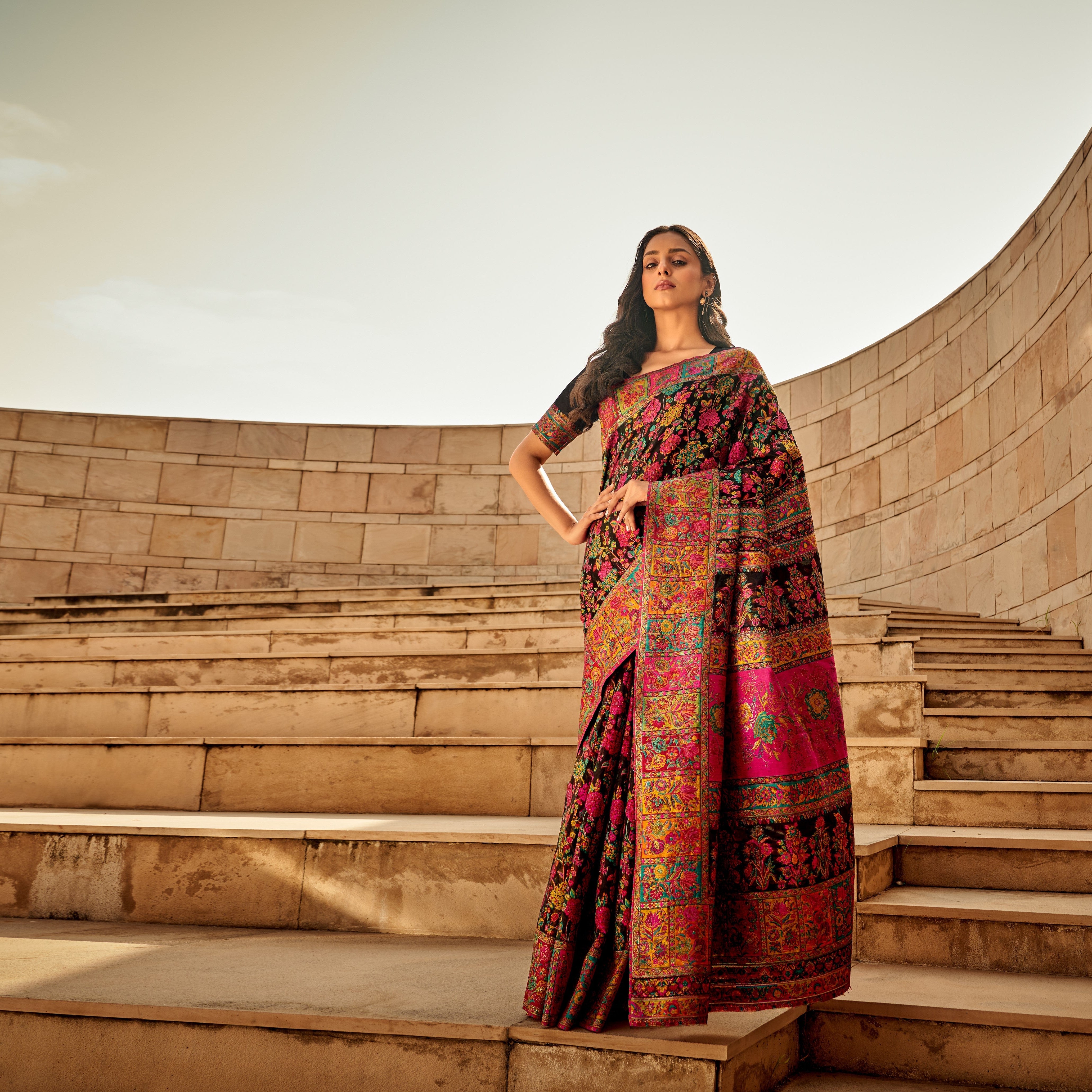 Digital Print Elegant Bollywood Art Silk Saree with Zari Woven Border ClothsVilla Main image