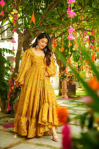 Digital Print Full Flare Anarkali Gown Collection for Women Clothsvilla