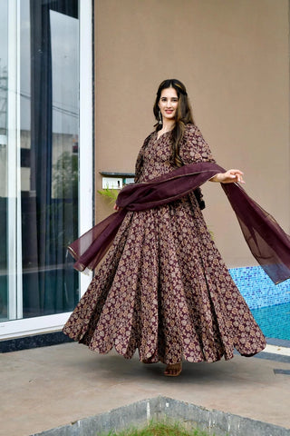 Digital Print Full Flare Anarkali Gown Collection for Women Clothsvilla