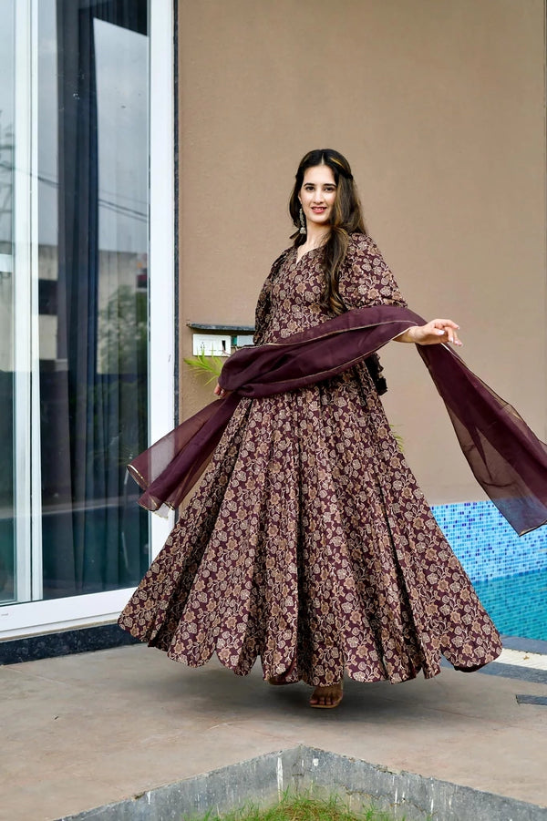 Digital Print Full Flare Anarkali Gown Collection for Women Clothsvilla
