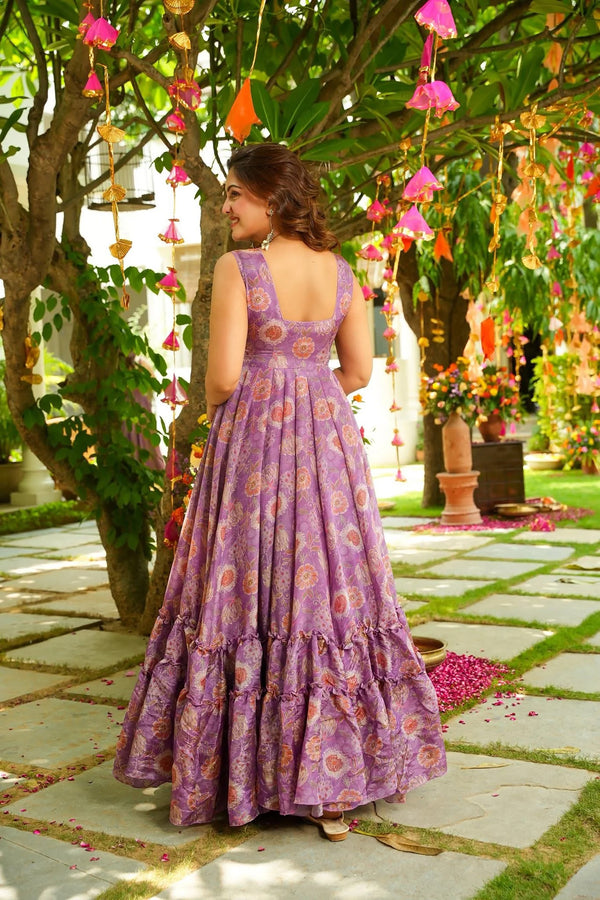 Digital Print Full Flare Anarkali Gown Collection for Women Clothsvilla