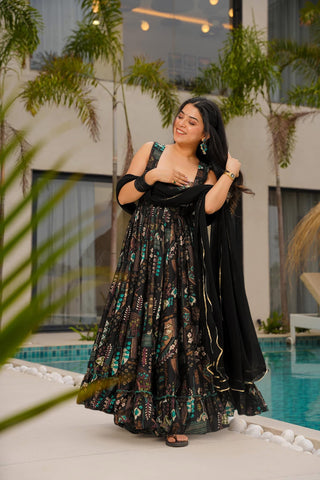 Digital Print Full Flare Anarkali Gown Collection for Women Clothsvilla