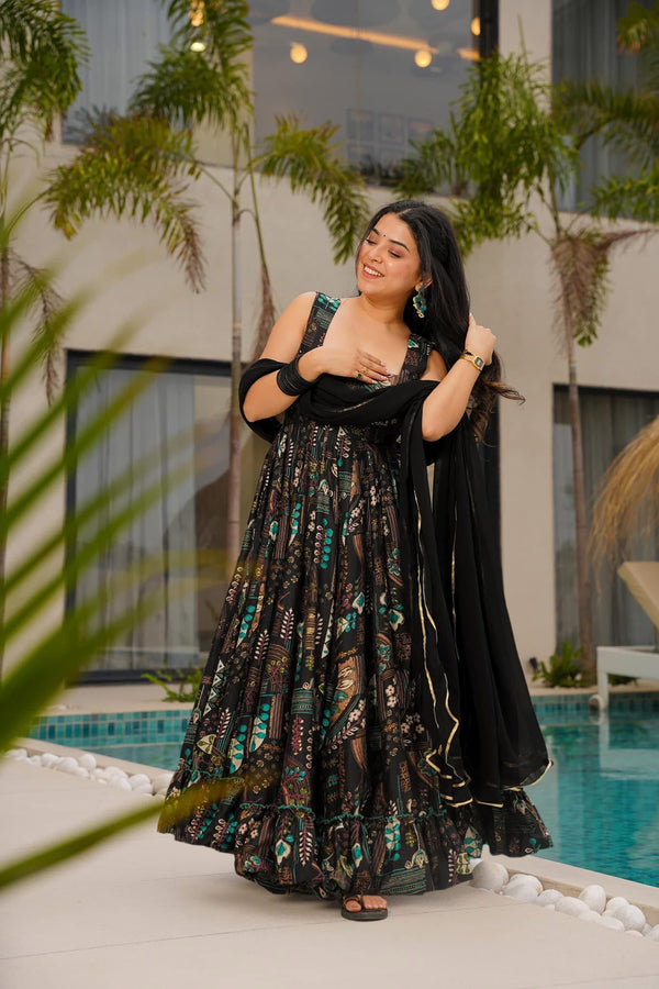 Digital Print Full Flare Anarkali Gown Collection for Women Clothsvilla
