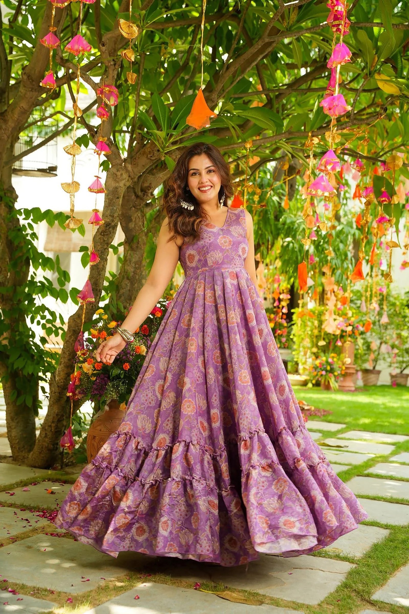 Digital Print Full Flare Anarkali Gown Collection for Women Clothsvilla