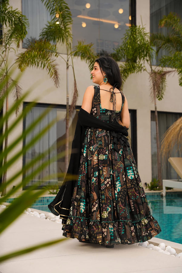 Digital Print Full Flare Anarkali Gown Collection for Women Clothsvilla