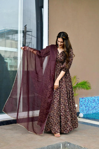 Digital Print Full Flare Anarkali Gown Collection for Women Clothsvilla