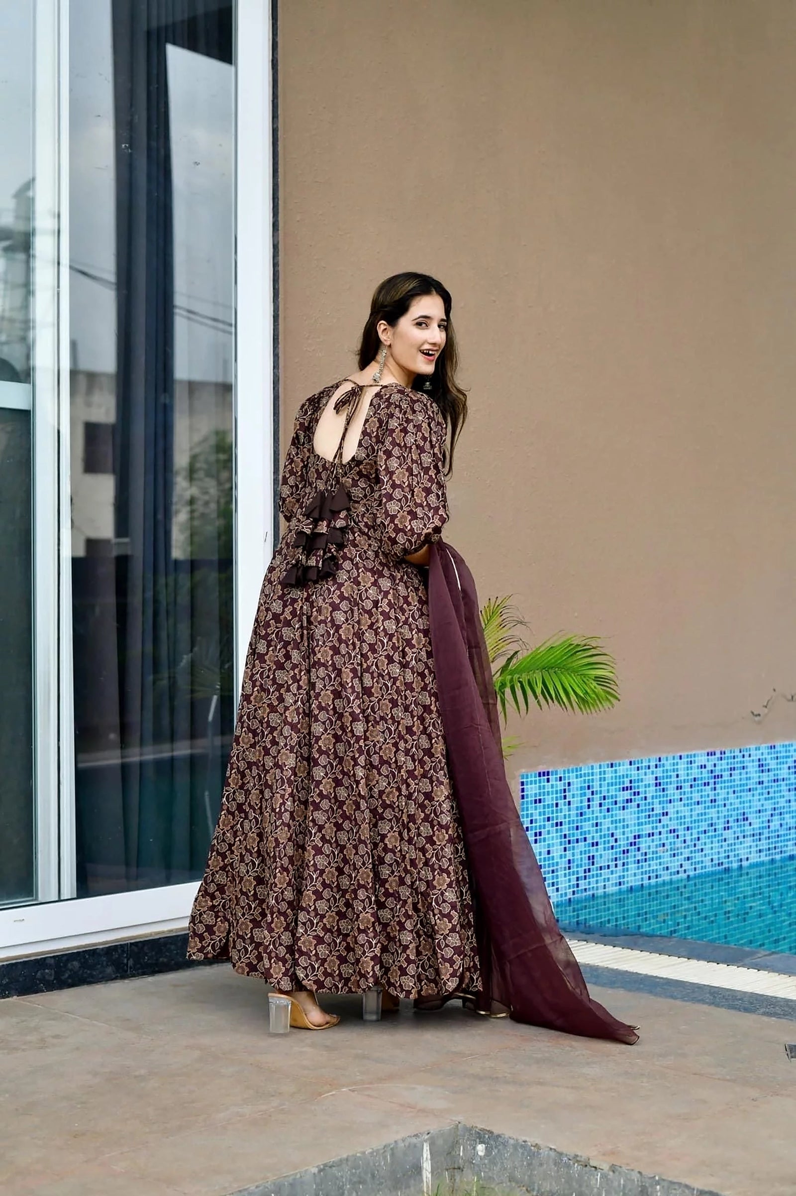 Digital Print Full Flare Anarkali Gown Collection for Women Clothsvilla