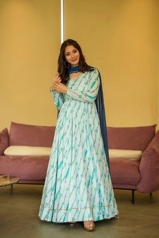 Digital Print Full Flare Anarkali Gown Collection for Women Clothsvilla