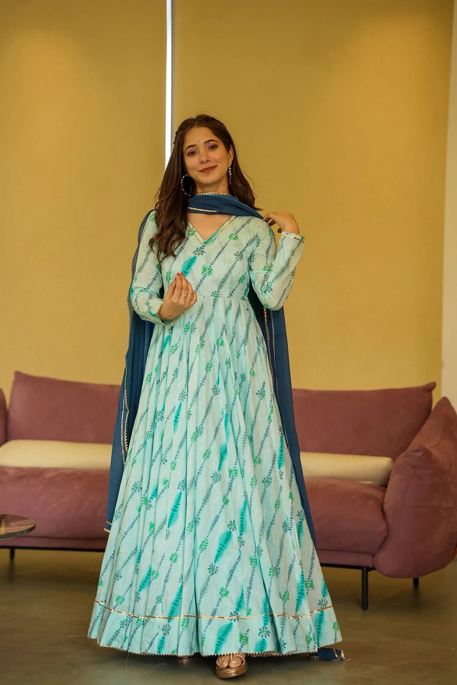 Digital Print Full Flare Anarkali Gown Collection for Women Clothsvilla
