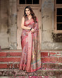 Load image into Gallery viewer, Rich Maroon Digital Print Saree with Antique Floral Design and Elegant Tassels DIGITAL PRINT