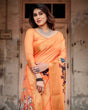 Load image into Gallery viewer, Sunset Orange Tussar Silk Saree with Royal Procession Pallu and Zari Border DIGITAL PRINT
