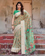 Load image into Gallery viewer, Emerald Green and Gold Tussar Silk Saree with Floral and Ornamental Motifs DIGITAL PRINT