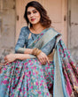 Load image into Gallery viewer, Sky Blue Tussar Silk Saree with Floral Weaves and Ornamental Pallu Design DIGITAL PRINT