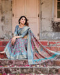 Load image into Gallery viewer, Sky Blue Tussar Silk Saree with Floral Weaves and Ornamental Pallu Design DIGITAL PRINT