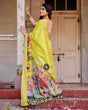 Load image into Gallery viewer, Vibrant Yellow Tussar Silk Saree with Royal Procession Pallu and Zari Accents DIGITAL PRINT