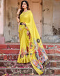 Load image into Gallery viewer, Vibrant Yellow Tussar Silk Saree with Royal Procession Pallu and Zari Accents DIGITAL PRINT
