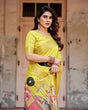 Load image into Gallery viewer, Vibrant Yellow Tussar Silk Saree with Royal Procession Pallu and Zari Accents DIGITAL PRINT