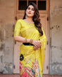 Load image into Gallery viewer, Vibrant Yellow Tussar Silk Saree with Royal Procession Pallu and Zari Accents DIGITAL PRINT